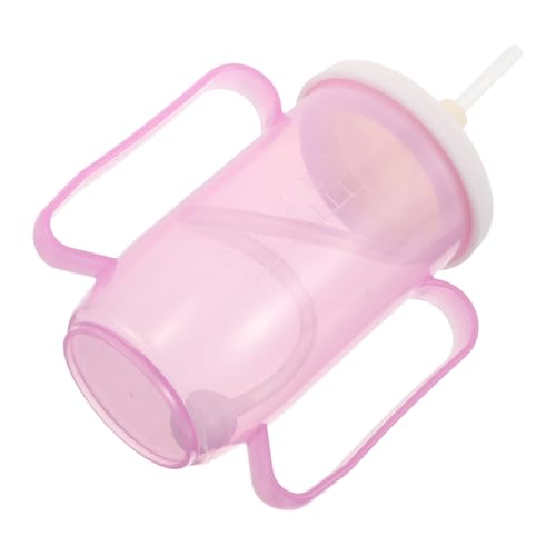 OUNONA Copa para Adultos con Discapacidad Antiderrames Taza para Beber con Pajita y Asa Resistente Caídas para Nutrición Líquida y Cuidado de Ancianos Rosa