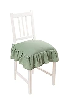 PARAMAISON Cuscino Sedia 40x40 con Lacci Panama, Set 6 pezzi, Cuscino Interno ed Esterno, Sfoderabile con Zip, Cotone, Laccetti di Ritenzione, Tinta Unita, Menta