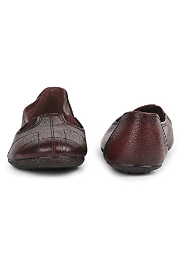 Image of Liberty Healers TLO-04 Casual Slip-On Ballerina Shoes for Women - Cherry & Tan | Comfortable Insole | Lightweight Durable and Cushioned Footbed | Leather Insole Shock Absorption