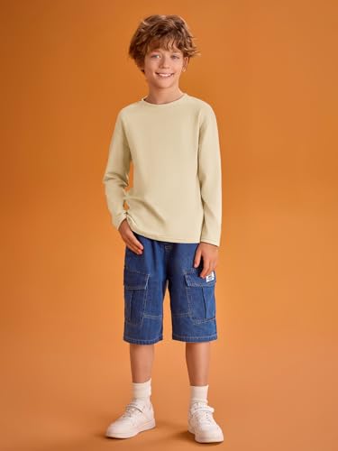 Image of Haloumoning Kids Boys Long Sleeve Crewneck T-Shirts Tee Tops 5-14 Years