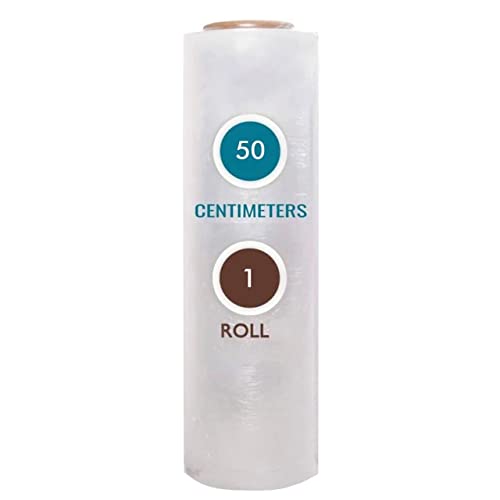 MARKQ [1 Roll] Clear Stretch Film Wrap - 500mm Heavy Duty Plastic Shrink Wrap for Pallet Wrap Packing Moving and Packaging - Cling Wrap 1.20 kg 400g core