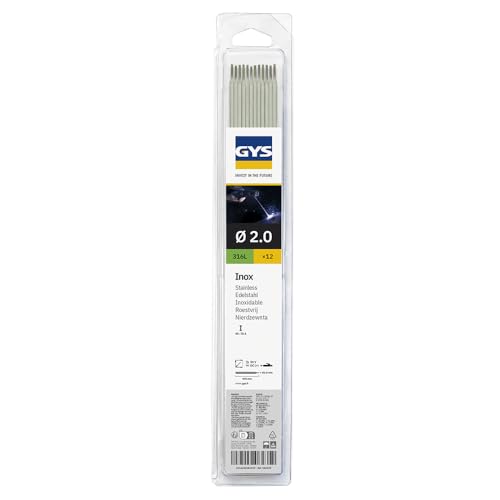 GYS, Métal d'Apport MMA, 12 Baguettes/Électrodes de Soudage Enrobées Rutilo-Basique E316L Ø 2,0 mm x 300 mm, Blister, Pour Soudage Inox Toutes Positions...