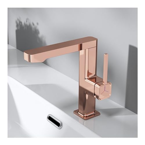 Robinet d'évier en laiton massif pour salle de bain, mitigeur rotatif haut de gamme