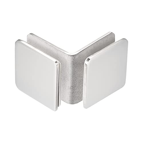Support clip verre inox carré avec double côté réglable argent brillant