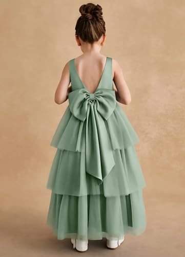 Flower Girl Dress Elegant Multi-Layer Fluffy Skirt Sleeveless Formal Evening Party First Communion2