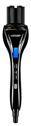 Fripac Mondial Lockenmaschine Curly Wonder, Profi-Lockenstab mit Eindreh-Automatik, zum Stylen von Wellen und Locken, digitale Temperaturanzeige