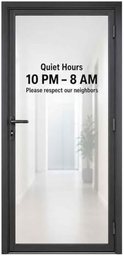 Quiet Hours Entry Door Decal: Black 7.9 x 3.5 Inch Vinyl Lettering