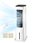 Midea Silent Air Cooler Pro 4-in-1 Mobile Klimaanlage Leiser:Luftkühler,Turmgebläse,Luftbefeuchter und Luftreiniger,mit Fernbedienung,5L Wassertank,355m³/h Luftdurchsatz,55W,LED-Display,Timer,Weiß