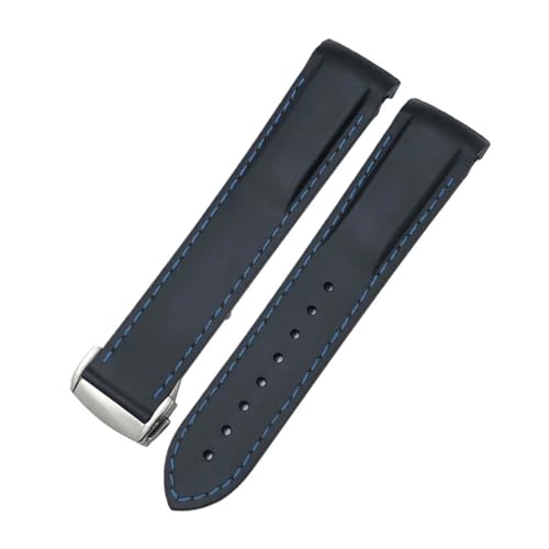 Bracelet de montre incurvé en caoutchouc noir pour Moon Watch et Seamaster 300