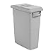 Rubbermaid Commercial Products Slim Jim Confidential Document Trash Can with Lid, 16-Gallon, Gray, Keyed Lock for Secure Disposable of Documents