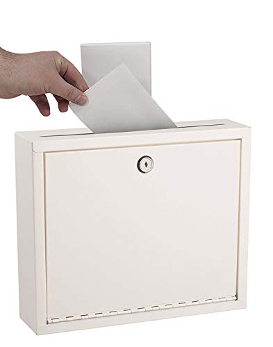 AdirOffice Multi Purpose Mail Box with Lock - Heavy Duty Drop Box - Commercial Suggestion Box -Wall Mountable Safe and Secure Ballot Box - 3" x 10" x 12" -White
