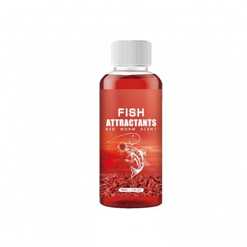 Fishing Bait Liquid Additive 60ml High Concentration Fish Attractant Enhancer for Freshwater & Saltwater Natural Red Worm Scented Fishing Lure Booster for Stronger Bite