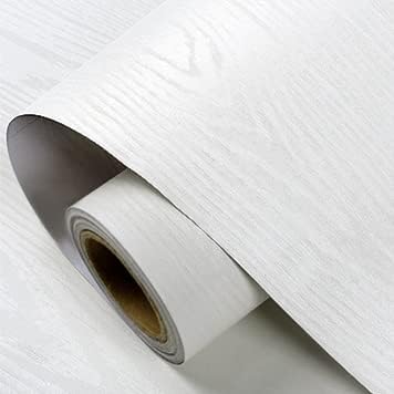 Ismoon 17.5"x118" Wood Contact Paper White Wood Wallpaper Wood White Contact Paper White Wallpaper White Wood Peel and Stick Wallpaper Self Adhesive Wallpaper Wood Grain Contact Paper Film Roll