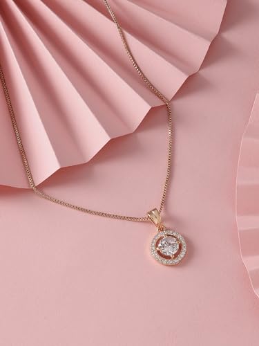 CZ Embellished Pendant & Chain - Women