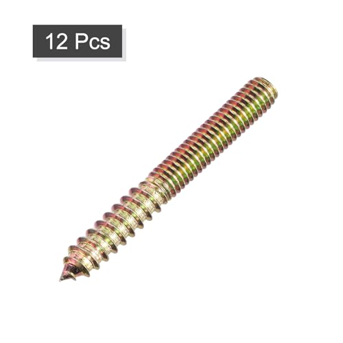 Image of uxcell 5 /16-18x2-3 /4 Hanger Bolts, 12pcs Double Ended Screws Wood Dowel Screws for Furniture