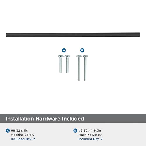 Image of Amerock 10-1 /16 inch Bar Pulls Matte Black Drawer Pull | 10-1 /16 inch (256mm) Center-to-Center Mounting Distance and 13-1 /4 inch Overall Length, Durable Carbon Steel Cabinet Hardware