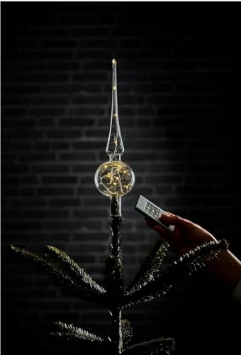 Lumix® LED kabellose Tree Topper Christbaumspitze Weihnachtsbaumschmuck Transparent Glas Warmweiß Mundgeblasen Weihnachten Dekoration… – Ansicht 3