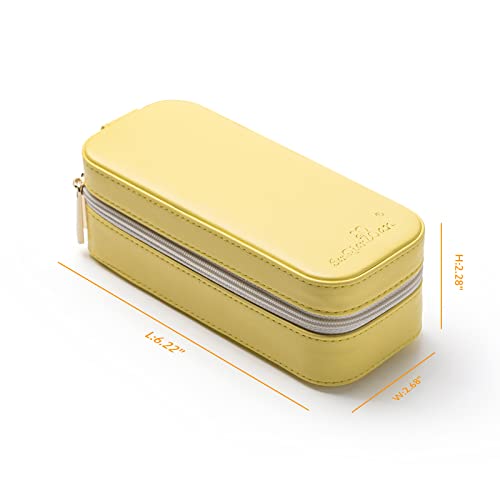 Sanqianwan Small Jewelry Travel Organizer Box With Pu Leather Portable Jewelry Storage Case For Necklace Rings Earrings,Gifts For Girlfriend, (A-Canary Yellow) #TOP1