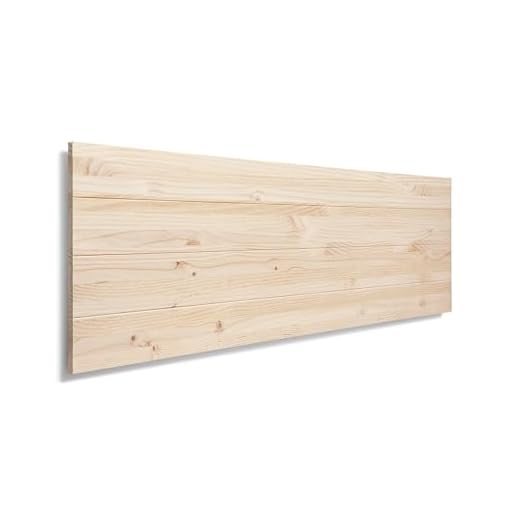 Cabecero de Cama de Madera TREVINCA Color Crudo para Pared. Cabecero de Tablas Horizontales. Estilo Vintage, para Camas de 150