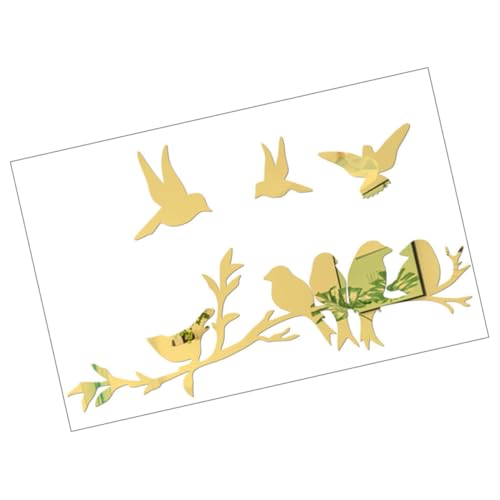 ibasenice Stickers Muraux Miroir Oiseau en Acrylique Autocollants Dorés Faciles à Poser pour Décoration Murale Maison Bureau Ambiance Artistique Unique