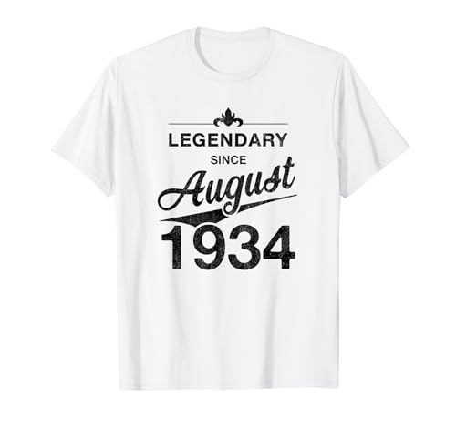 90 cumpleaños Nacido en Agosto de 1934 Vintage 90 años Camiseta