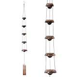 MrMrKura Kupfer-Windspiel für draußen, Tempel-Windspiel mit 5 Glocken, Feng Shui-Windglocke, Anhänger, Gedenk-Windspiele für Zuhause, Garten, Terrasse, Hinterhof, Dekoration (Bronze)