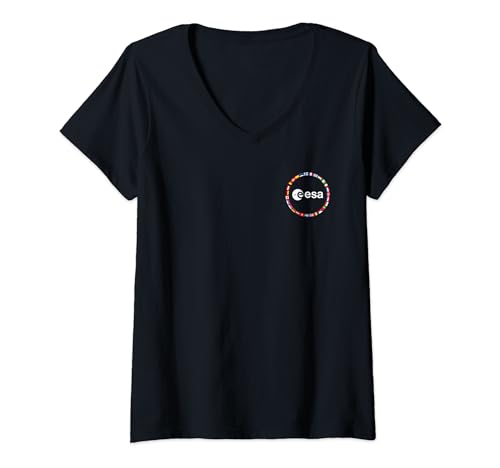 Donna ESA European Space Agency Logo Maglietta con Collo a V
