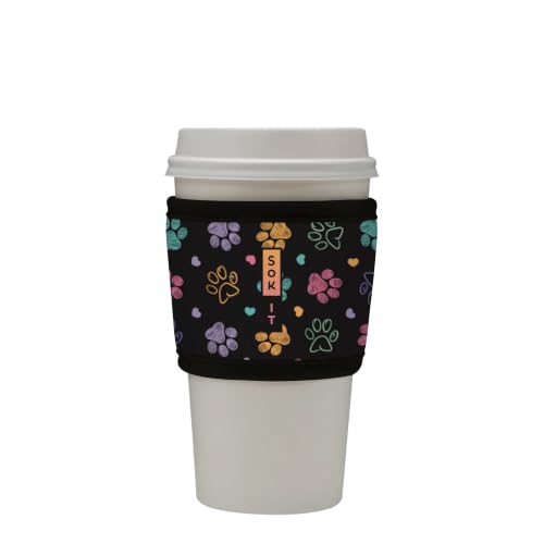 Sok It HotSok Coffee & Tea Reusable Insulated Neoprene Cup Sleeve (Furry Footprints, One Size Coffee Sleeve)