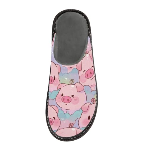Slippers for Women Cute Pink Pigs Pattern Background Soft Fuzzy Women's Slippers Indoor and Outdoor Shoes 7