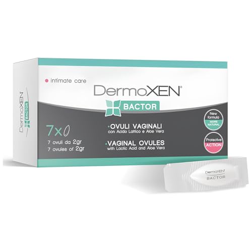 DermoXEN BACTOR Milchsäure zäpfchen für scheide mit Hyaluronsäure & Propolis | bei bakterieller Vaginose und Vaginitis | Lindert Ausfluss Brennen Juckreiz und Irritation | 7 St