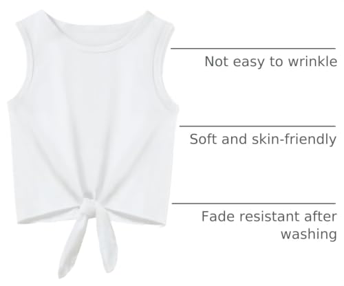 Image of Girls Crop Tops Summer Tie Knot T Shirt Short Sleeve Shirts Tee Tank Top Size 5-14 Years