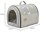 Jiupety Hundehütte Indoor, 2-in-1 Hundehaus für Drinnen, M Größe Hundehöhle Kleine Hunde für Katze und kleine Hunde, Warme Höhle Schlafnest, Grau