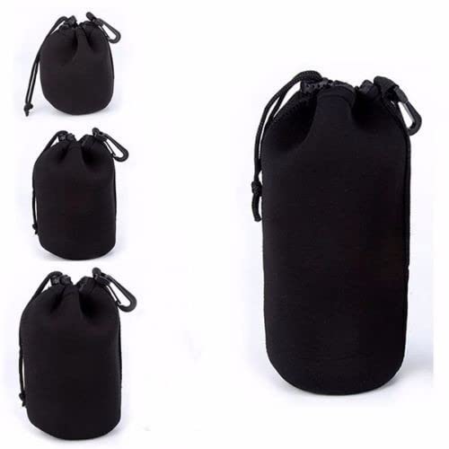 Custodia Impermeabile In Neoprene Per Obiettivo Fotocamera Piccola – Con Cordino – Nera
