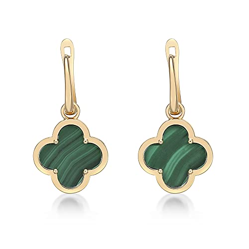 Mother of Pearl or Malachite Flower Drop Earrings for Women in 925 Sterling Silver with Rose or Yellow Gold Plating Hinge Post by Lavari Jewelers4