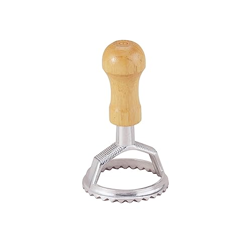 Fantes Ravioli Maker Stamp Set, Round Stamp with Wooden Handle and Fluted Edge, 2.5-Inch, The Italian Market Original since 1906