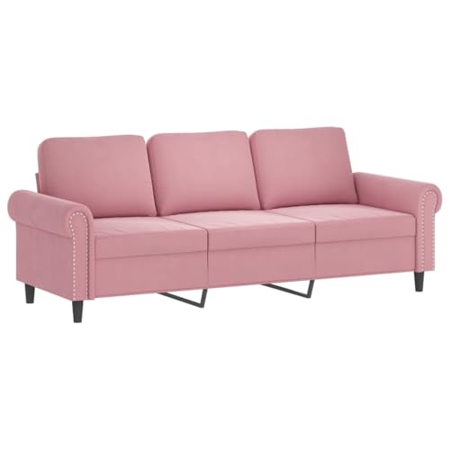 GeenYuu 4-TLG. Sofagarnitur Rosa Samt, Wohnzimmer Möbel Set mit Sessel, 2-Sitzer, 3-Sitzer Sofa, Fußhocker, 10 Kissen, Robustes Metallgestell, bequemes Sitzerlebnis für Zuhause – Bild 6