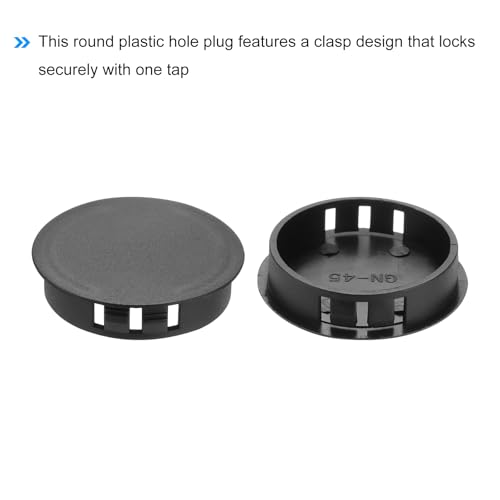 Image of MECCANIXITY 100PCS 42mm(1 5 /8 inch) Black Plastic Hole Plugs, Flush Type Panel Hole Plugs Insert End Caps for Locking Hole Tubes Furniture Cabinet