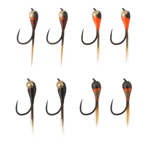 OTOTEC Lot de 8 Leurres de Pêche à La Mouche en Acier Au Carbone pour La Pêche Au Bar à La Truite Et Au Saumon 10,5 X 2,5 Mm