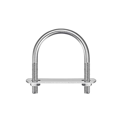 Image of uxcell Round U-Bolts, 2 Sets 44mm(1.73 inch) Inner Width 62mm Length M6 304 Stainless Steel U Clamp Bolt with Nuts Washers and Plates, for Boat Trailer