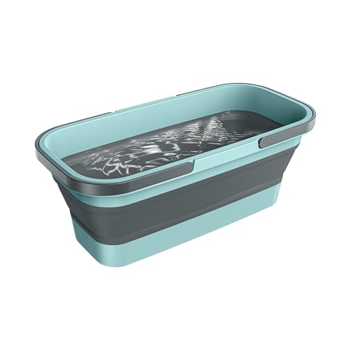 Eoixuqba Cubo De Agua Plegable De Silicona para Fregona, 46x22.5x18cm Cubo De Silicona De Limpieza Rectangular, Palangana Plegable para Lavavajillas con Asa, Pour Lavage Et Nettoyage Des Voitures