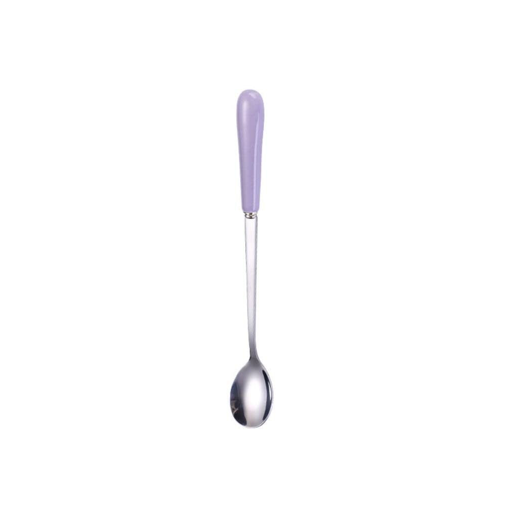 1Pc Coffee Spoons,Stainless Steel Ceramic Handle Stirrer Teaspoon as Kitchen Home Espresso Ice Cream Dessert Stirring Tool Gift(M,Purple)