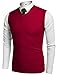 Amussiar Men's Casual Sweater Vest V-Neck Solid Knitted Vest Slim fit Lightweight Sweater Vest Top Red