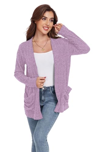 Image of GRECERELLE Womens Long Sleeve Lightweight Open Front V-Neck Casual Cardigan Sweaters Outerwear with Pockets 2025, S-2XL