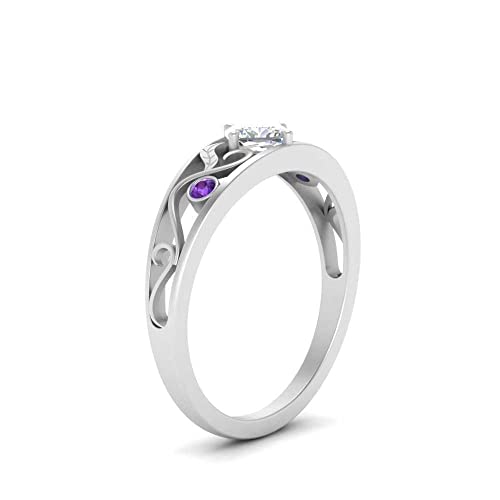 Image of Choose Your Gemstone Nature Inspired Compass Point Ring 925 Sterling Silver Cushion Shape Side Stone Engagement Rings Lightweight Office Wear Everyday Gift Jewelry US Size 4 to 12