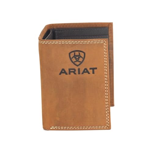 ARIAT Trifold Wallet Emboss Shield & Script Medium Brown One Size