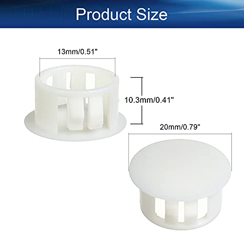 Image of Heyiarbeit 10pcs Hole Plugs 5 /8 inch / 16mm Nylon Plastic Round Snap in Type Locking Hole Tube Furniture Fencing Post Pipe Insert End Caps White Tone