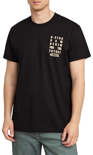 G-Star Para Hombre Camiseta Text Chest, Negro Dk Black D25968-C506-6484 , L G-Star Para Hombre Camiseta Text Chest, Negro Dk Black D25968-C506-6484 , L