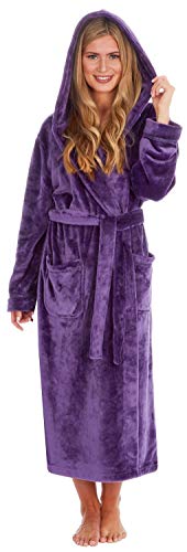 KATE MORGAN Ladies Soft, Comfy & Cosy Dressing Gown (8-10, Purple/Shimmer)