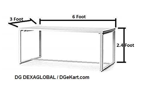 Image of Beauty Study Desk Table ( 6 x 3 Foot TOP, Gloss White and Stainless Steel Legs)