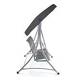 Mendler Hollywoodschaukel HWC-D62, Gartenschaukel Hängeschaukel Bank, 3-Sitzer verstellbares Dach 216x196x130cm grau - 3